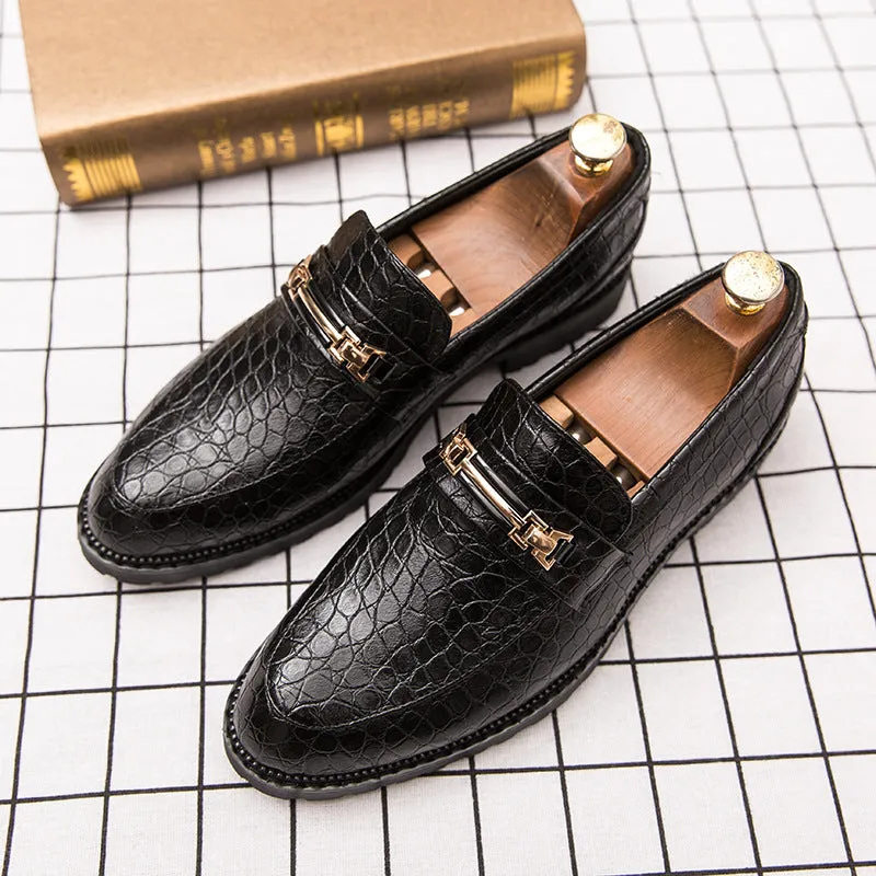 19 autumn new Korean fashion men's casual shoes block men's shoes breathable British business dress leather shoes men