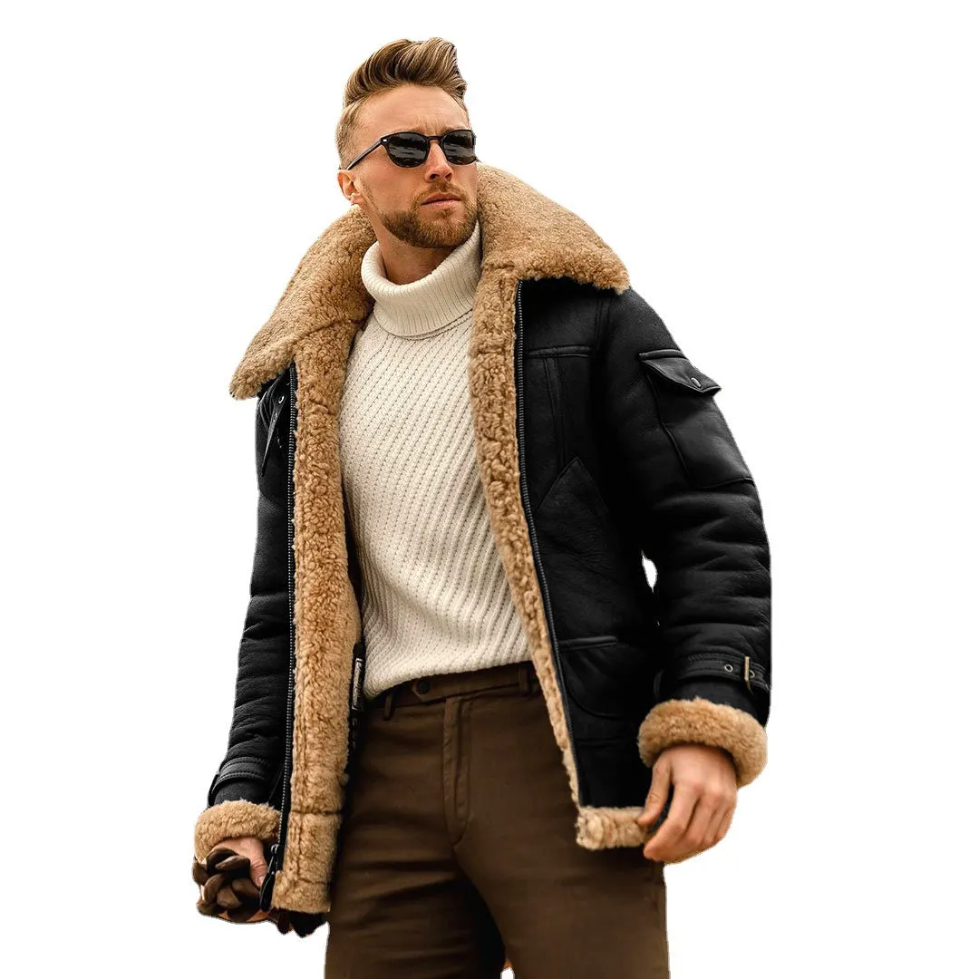 2021 Autumn and Winter New Leather and Fur Men's Jacket Amazon Mid-Length Foreign Trade Wholesale EBay Thickened Jacket