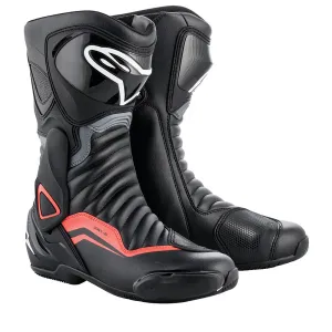 Alpinestars SMX 6 v2 Motorcycle Riding Boots Black Grey Red Fluo