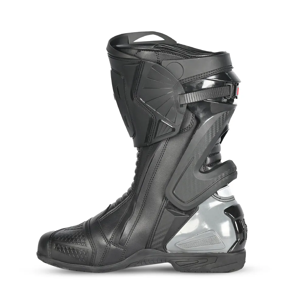 BELA - Turbo Track Racing Motorcycle Boots - Black Dark Grey