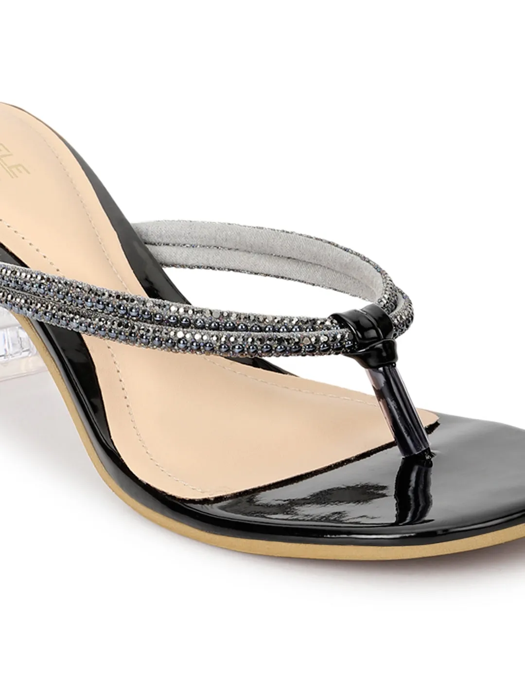 Black Patent Block Sandals (TC-ST-018-BLK)