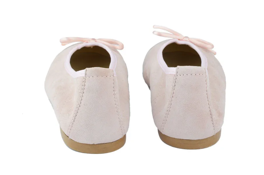 Clarys Girls Blush Pink Suede Ballerina