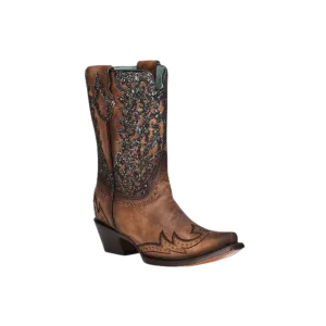 Corral Women's Honey Overlay and Studs Ankle Boots