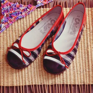 Crios Girls Navy and Red Ballerina Flats - Stylish and Comfortable Dance Shoes for Kids