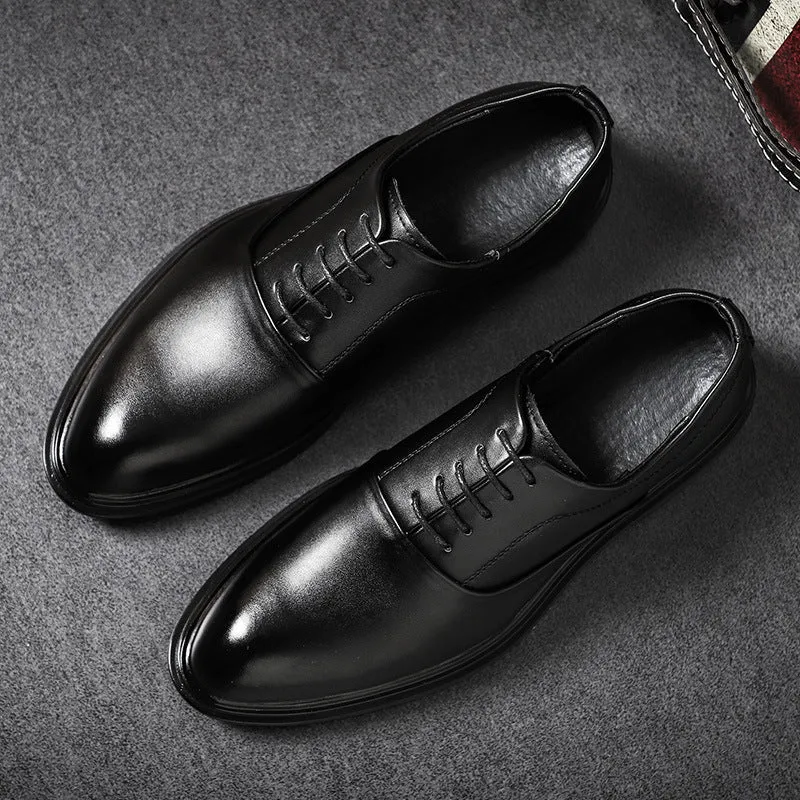 Cross border large size 48 leather shoes men's business dress casual pointed lace up 46 British fashion wedding shoes