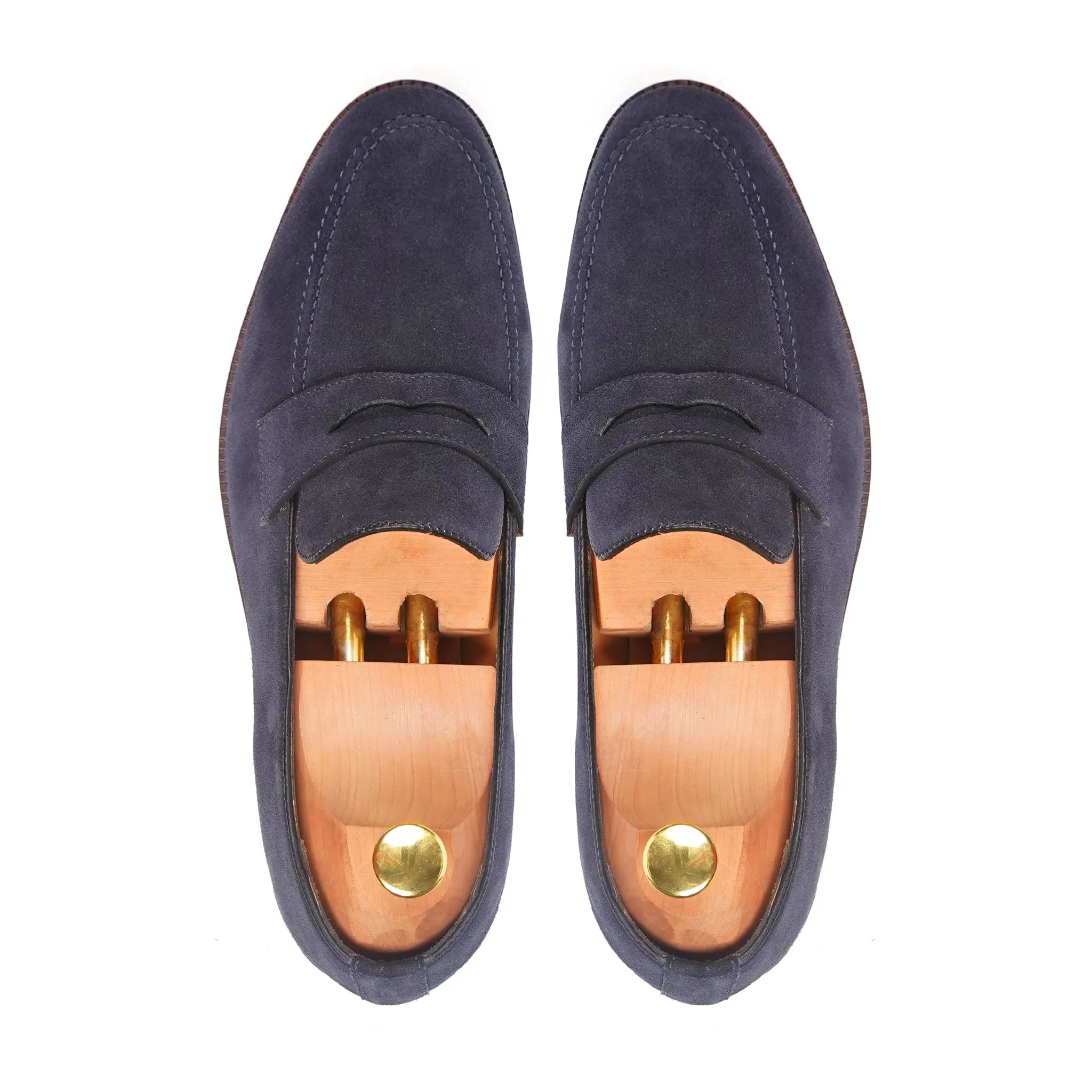 Empoli - Men's Navy Blue Kid Suede Loafer