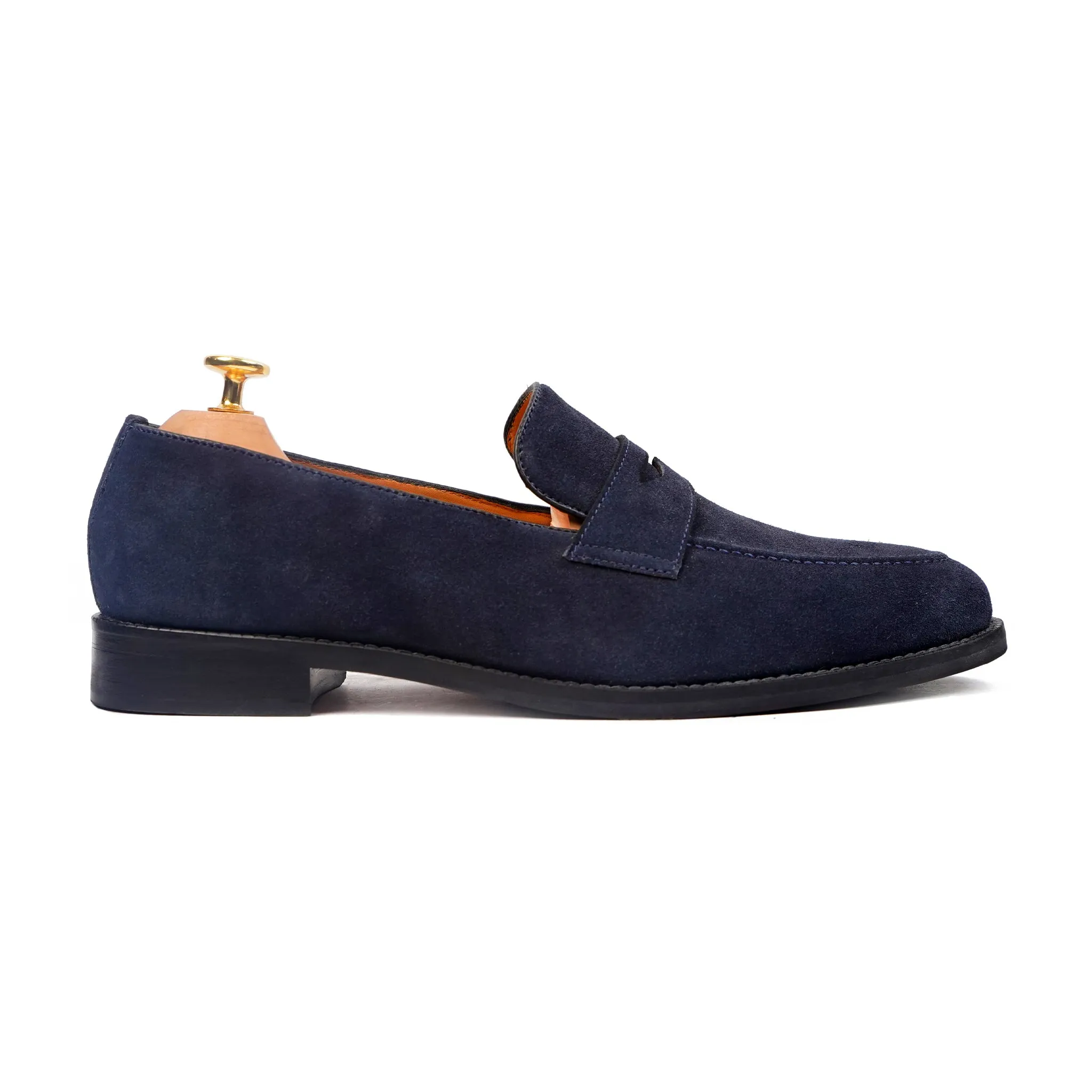 Empoli - Men's Navy Blue Kid Suede Loafer