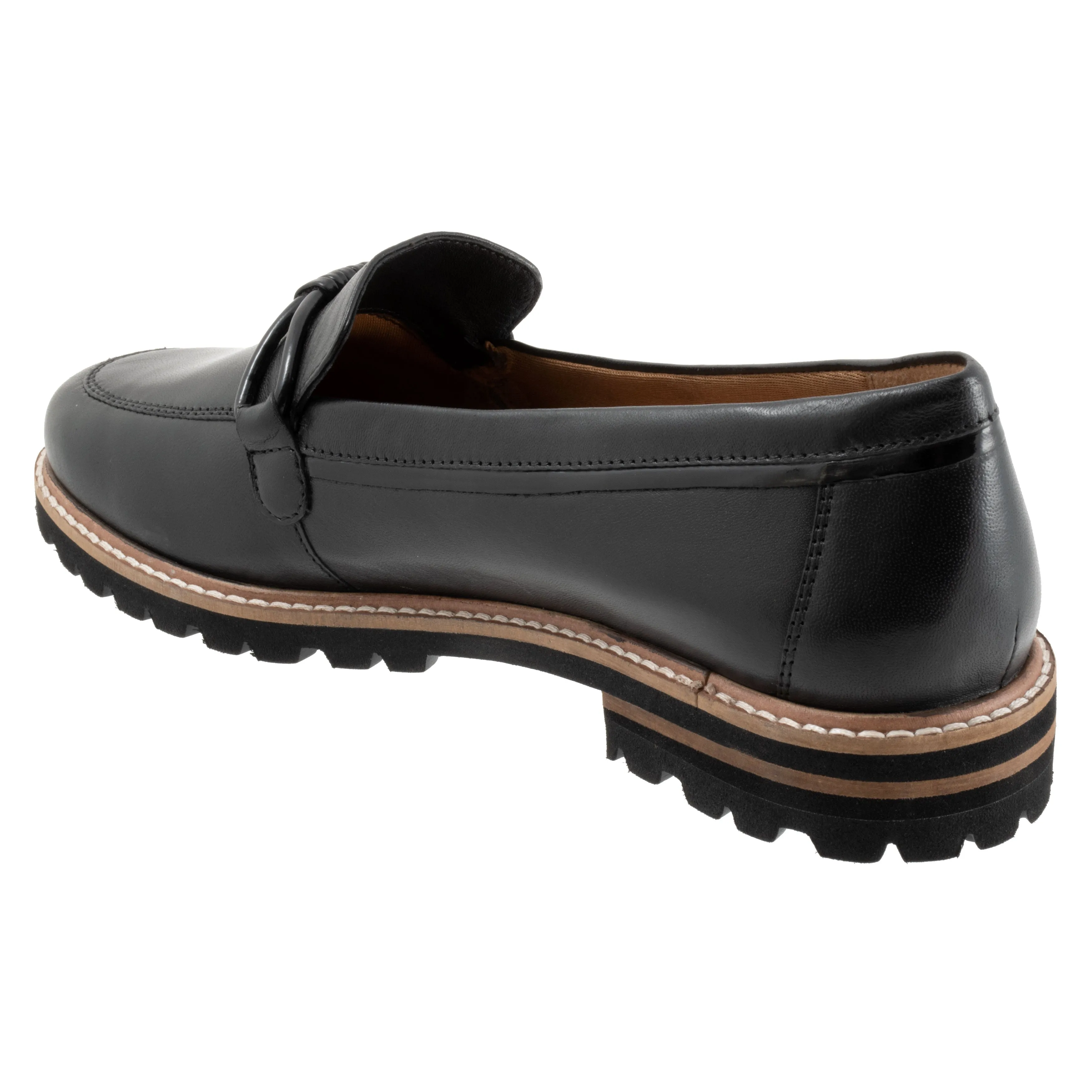 Fiora Black Leather Loafer Shoes