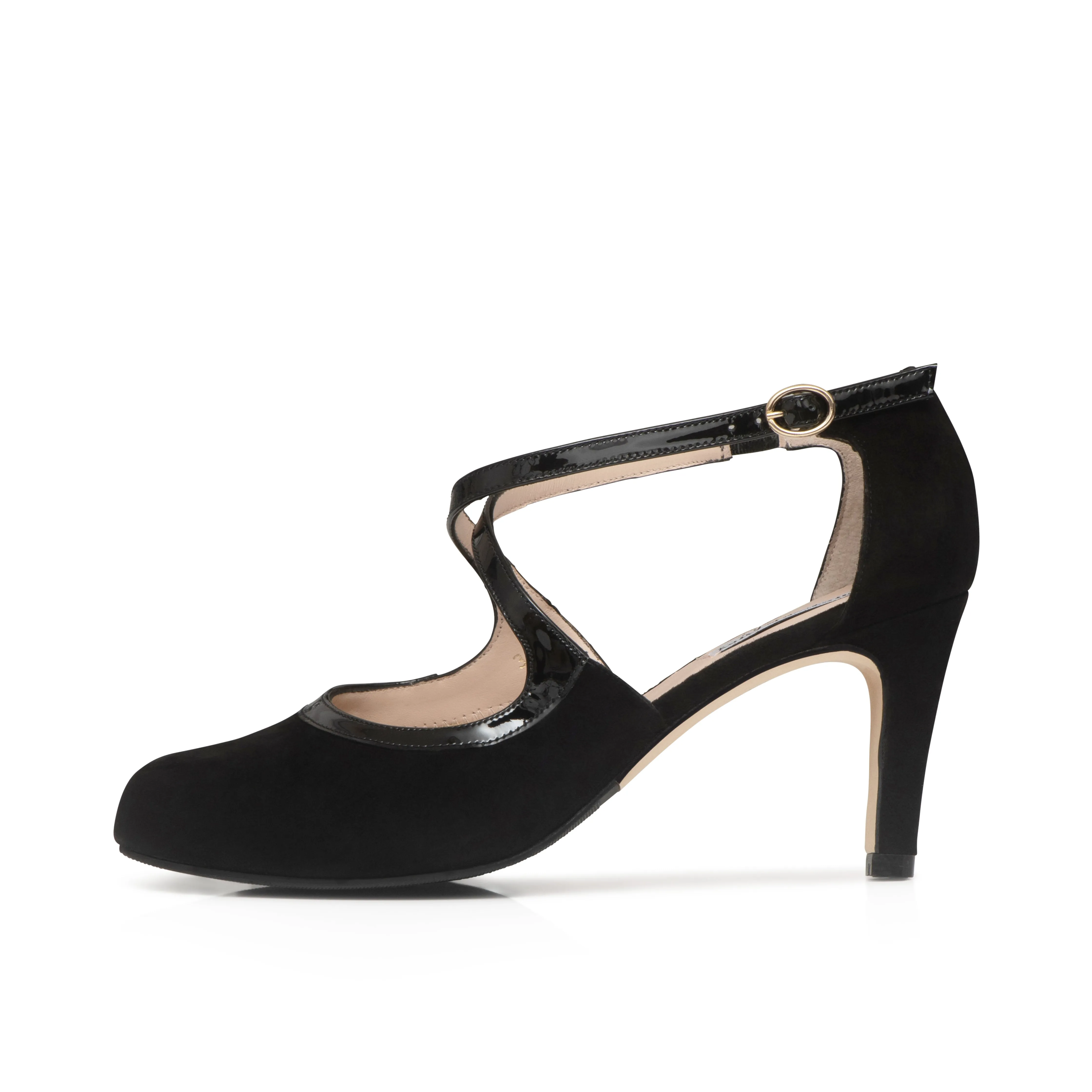 Greta Extra-Wide Fit Heels - Black Suede