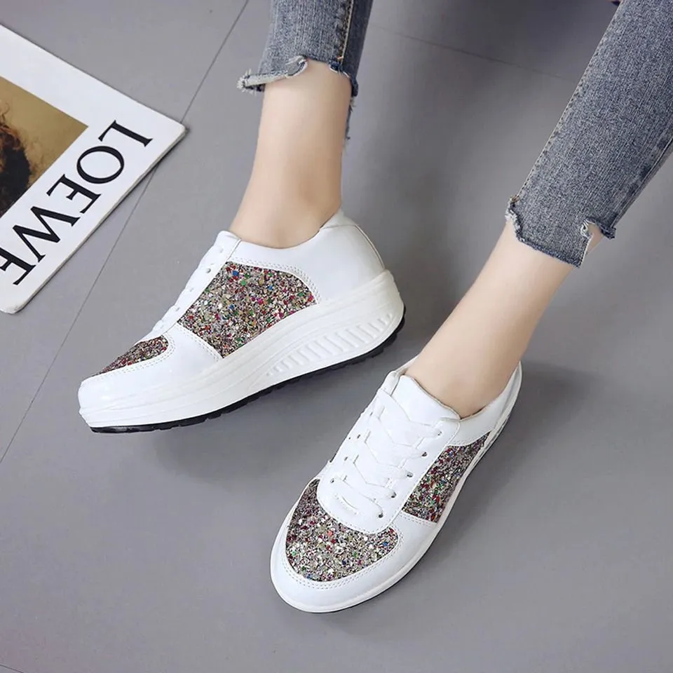 Groovywish Women Orthopedic Rhinestones Slip-on Walking Shoes