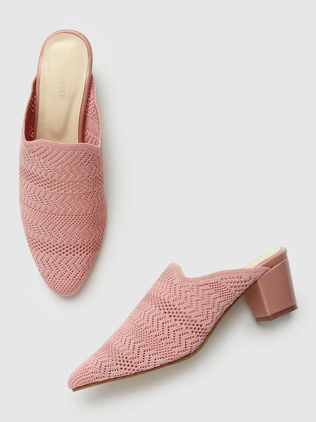 Knitted Round Toe Block Heels