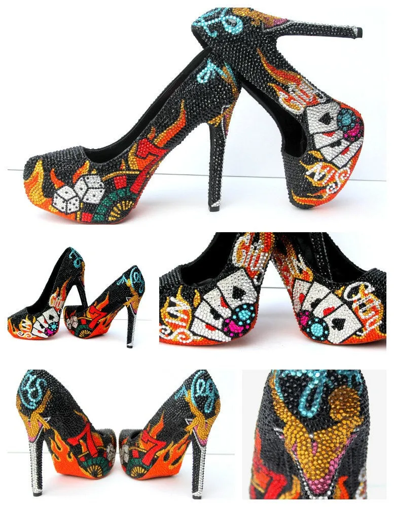 Las Vegas Sin City Custom Crystal Heels