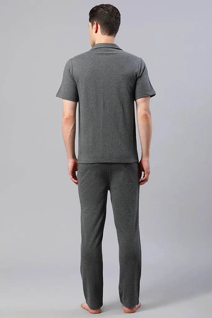 Men Solid Grey Co-ord Set