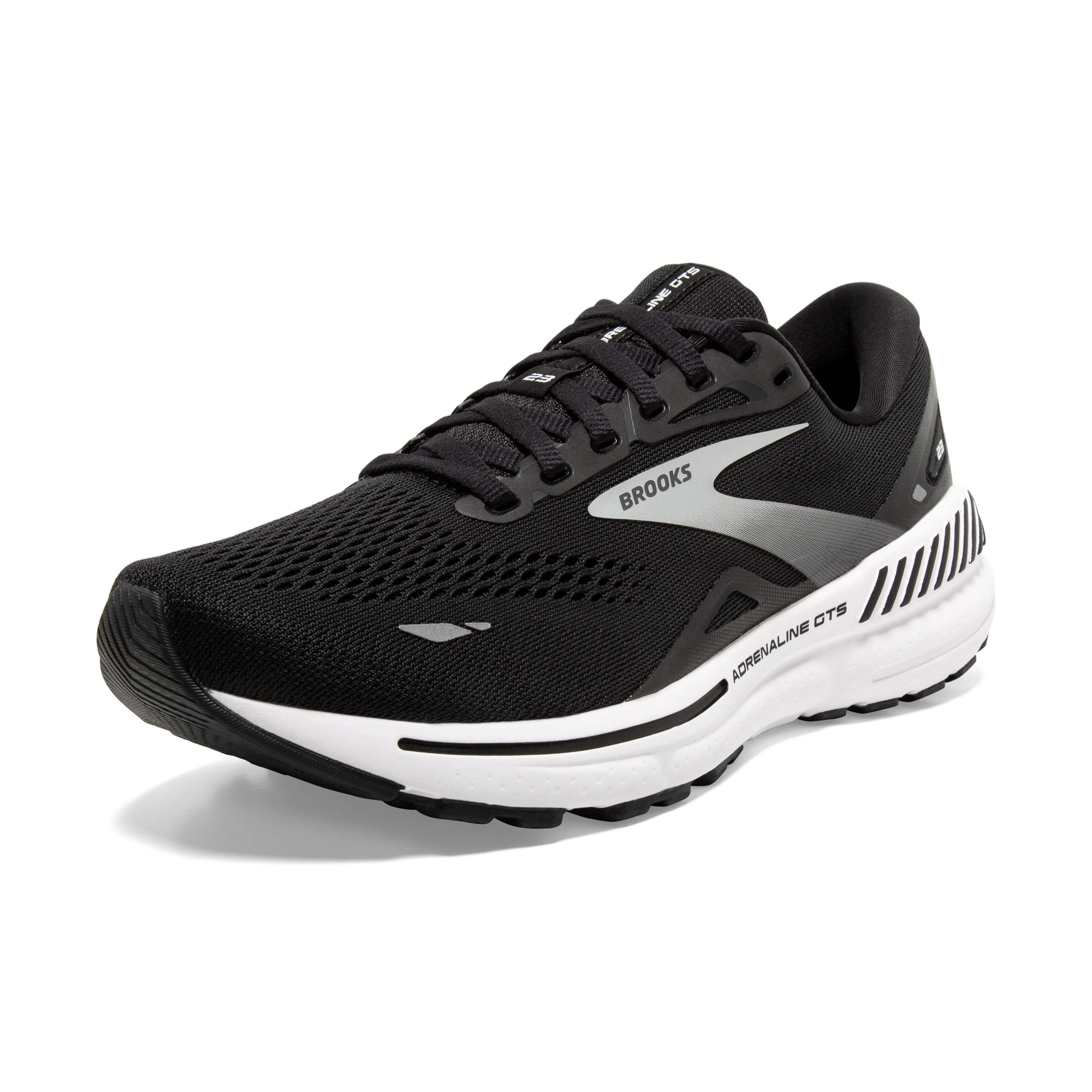 Men's Brooks Adrenaline GTS 23 Color: Black/ White/ Silver