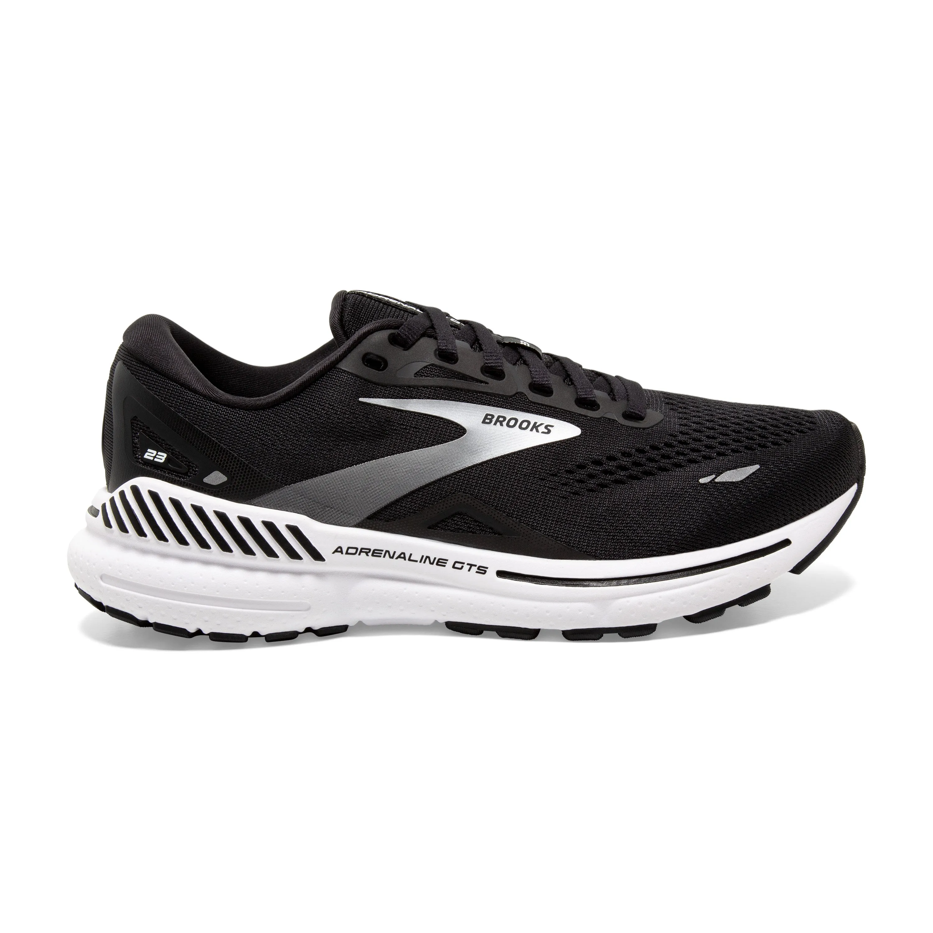 Men's Brooks Adrenaline GTS 23 Color: Black/ White/ Silver