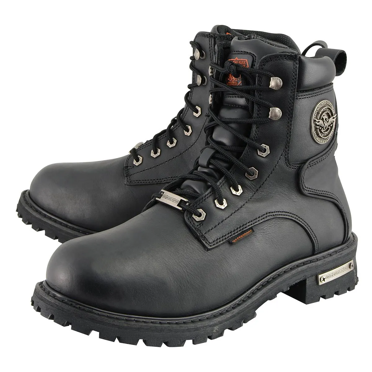 Milwaukee Leather Men's Black Leather Wide Width 6-Inch Lace-Up Logger