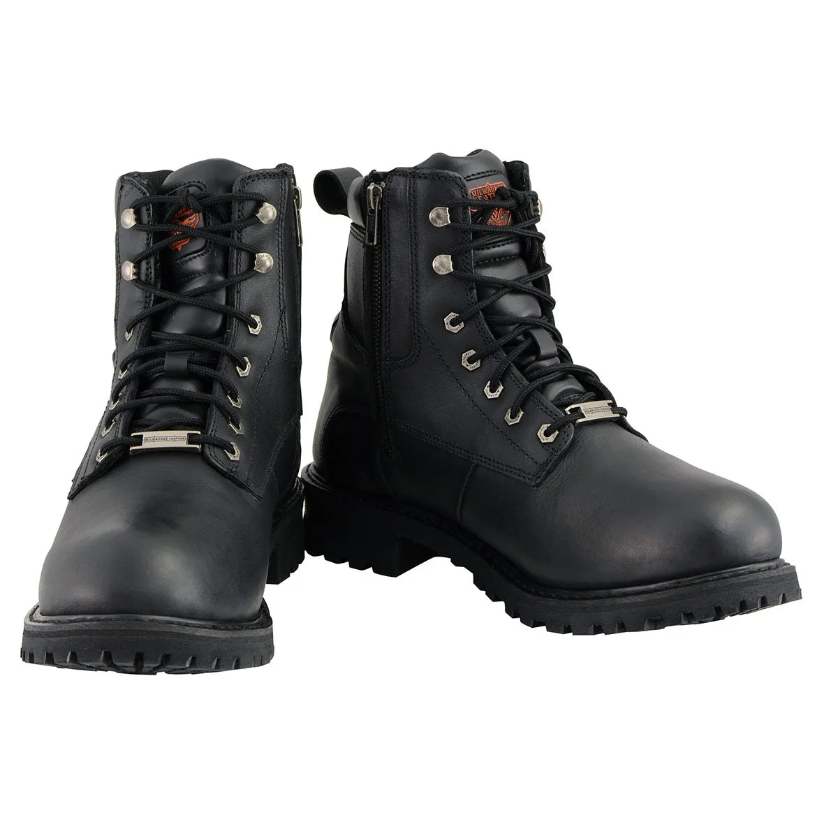 Milwaukee Leather Men's Black Leather Wide Width 6-Inch Lace-Up Logger