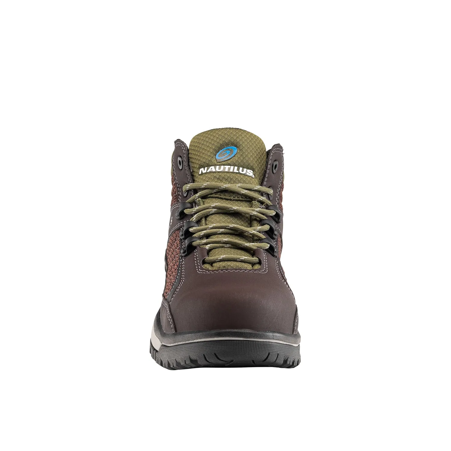 Nautilus Mens Urban Mid Brown Faux Leather Work Boots