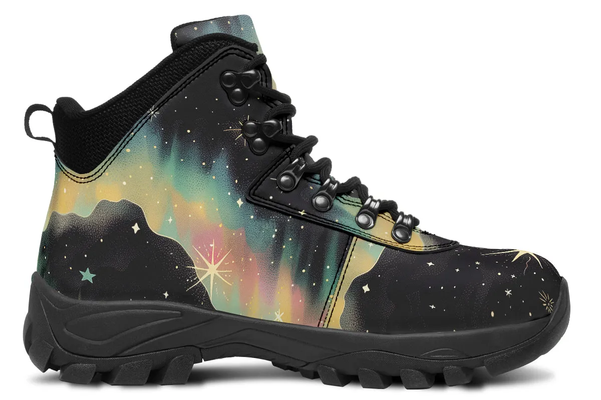 Northern Lights Outdoor Boots - Water Resistant Vegan Leather Trekking Shoes with Durable Soles