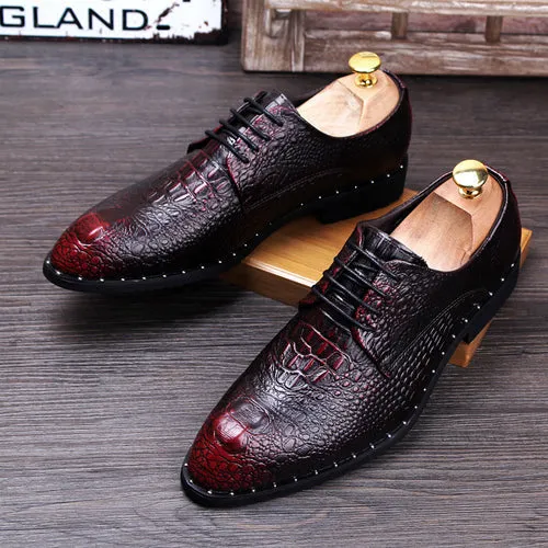 pattern dress casual shoes men's leather British pointed inside heightening wedding shoes