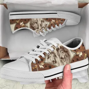 Rough Collie Low Top Shoes - Low Top Sneaker - Dog Walking Shoes Men Women, Dog Printed Shoes, Canvas Shoes For Men, Women