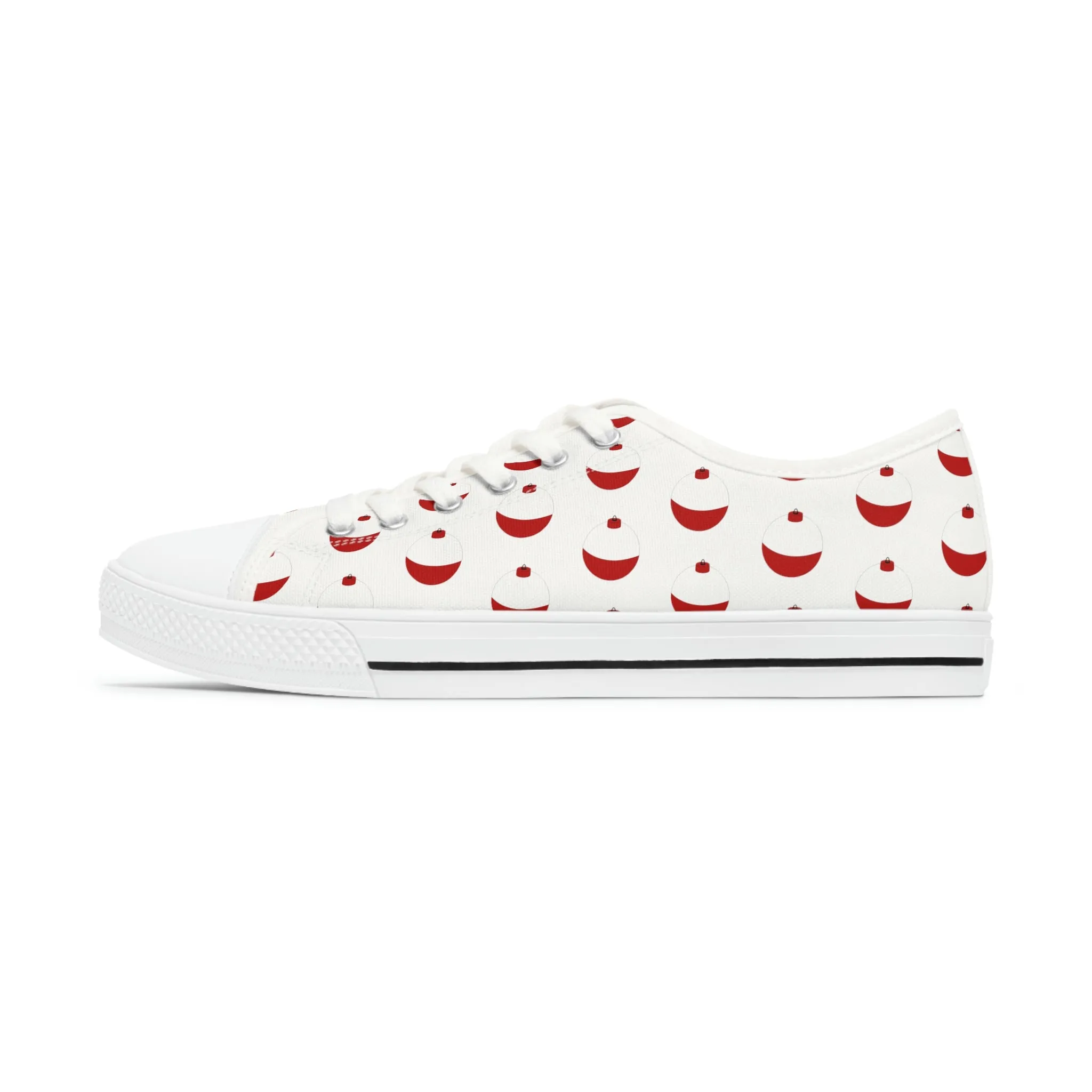 Traditional Red & White Bobber - Fishing - Women's Low Top Sneakers