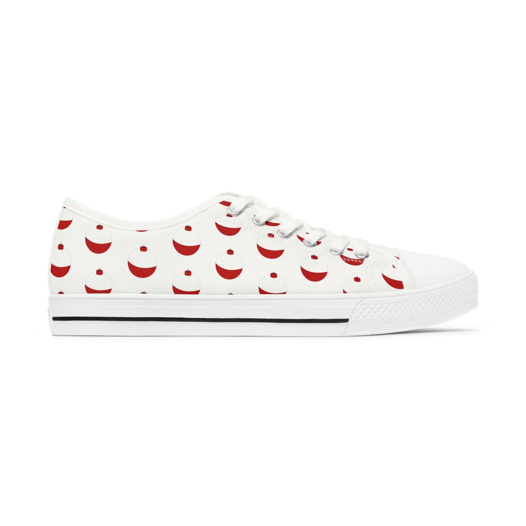 Traditional Red & White Bobber - Fishing - Women's Low Top Sneakers