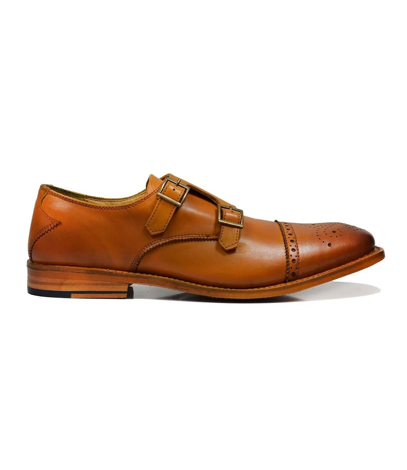 WILLIAMS Classic Brown Monk Strap Full Leather Dress Shoes