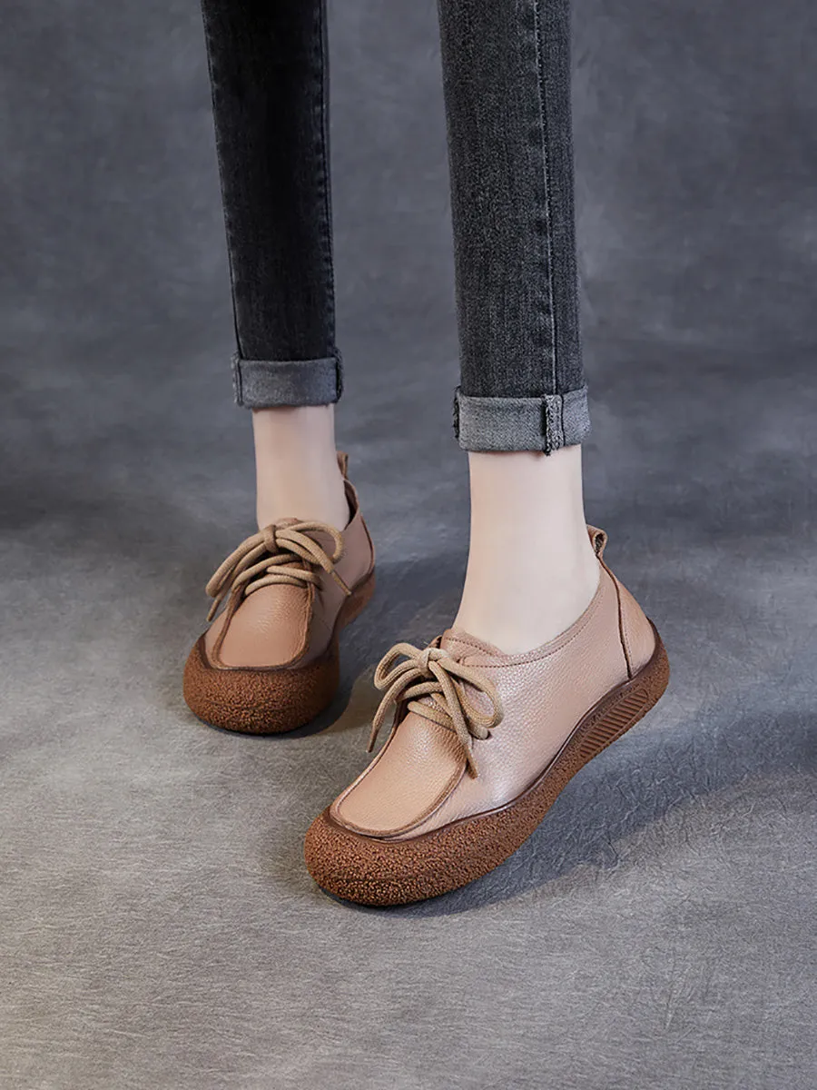 Women Casual Autumn Soft Leather Strap Flat Shoes